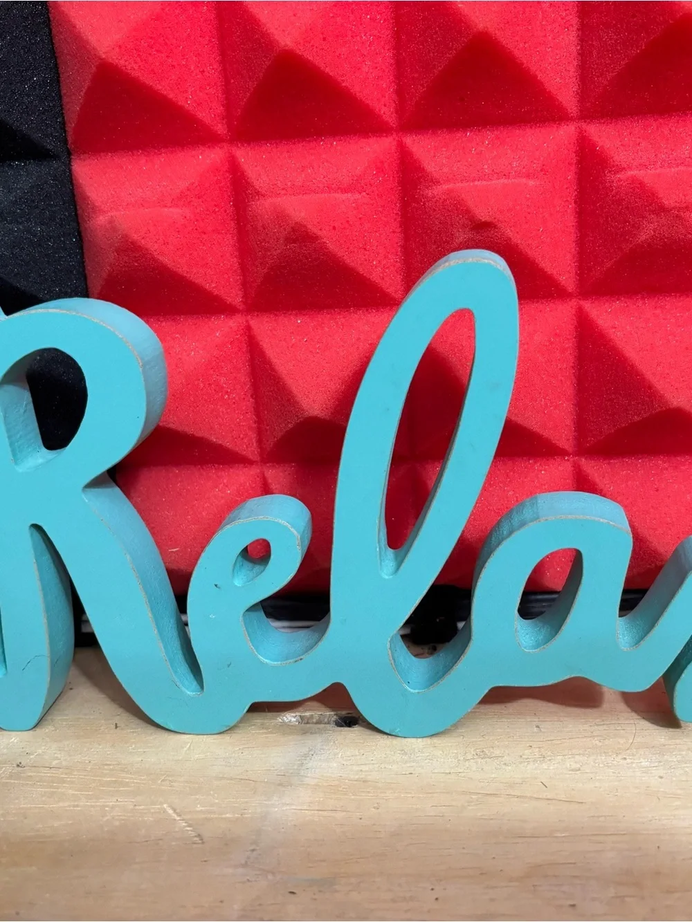 IKEA Turquoise Script 'Relax' Wood Wall decor